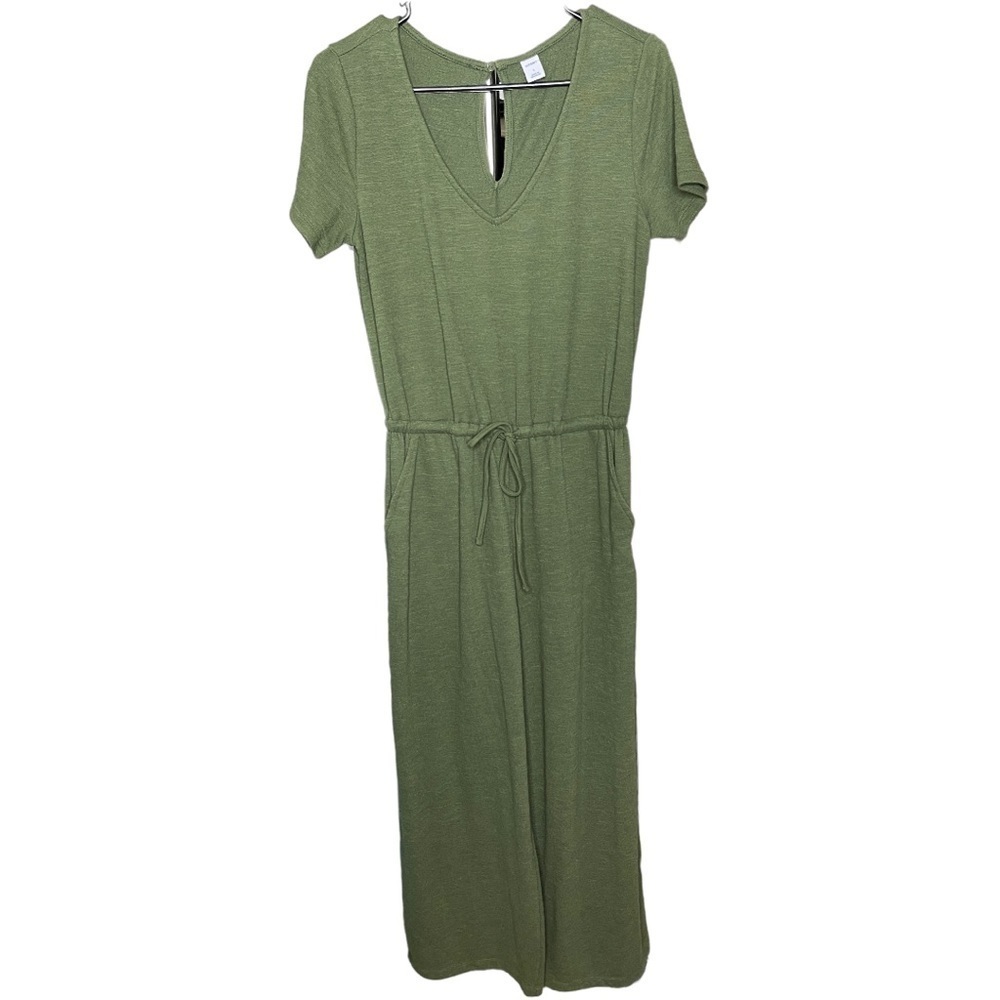 Old Navy Olive Knit Elastic Tie Waist Jumpsuit S